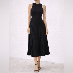 Express Black Ribbed Mock Neck Sleeveless Midi Dress Size S